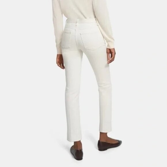 Theory Womens Size 24 Treeca D Crop Slim Cut Ecru Colored Drill Pants New - Picture 4 of 16